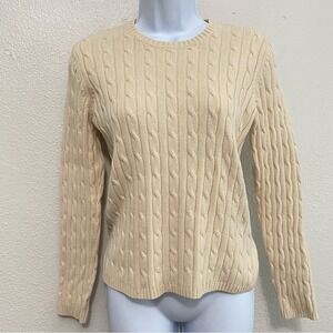 Vintage Cableknit Sweater Womens S Ivory Fisherman Old Money Heritage Preppy